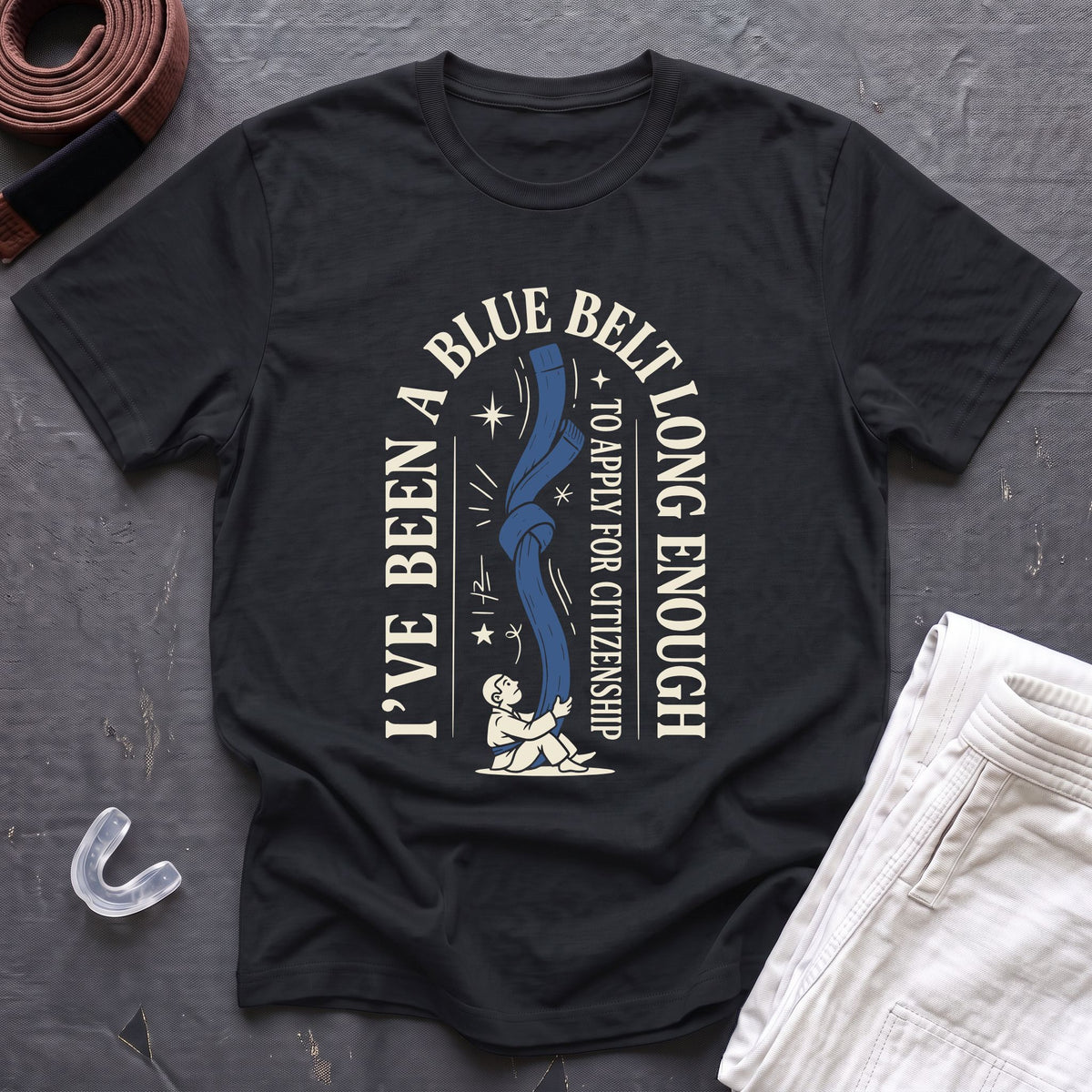 Blue Belt For Long Enough T-Shirt